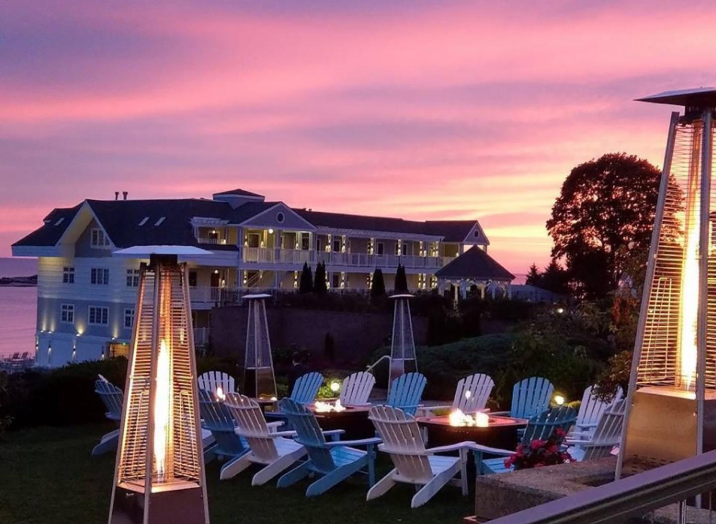 Sunset Cocktails at a New England Causal Luxury Beach Hotel